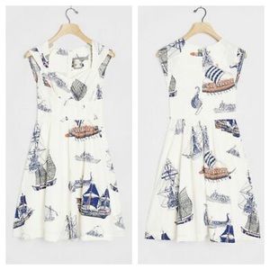 Anthro Seafarer Sweetheart Nautical Dress NWT